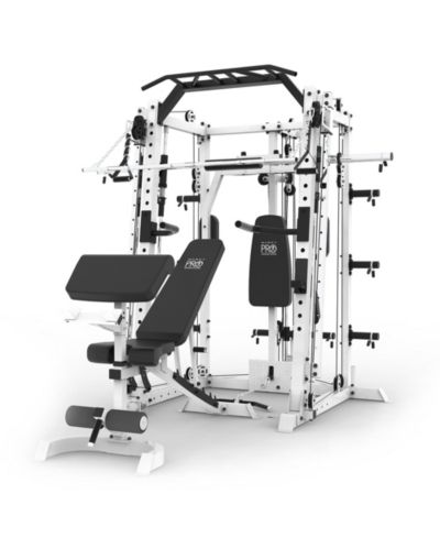Marcy SM-7409 Smith Machine Cage Multi Purpose Home Gym Training System, White