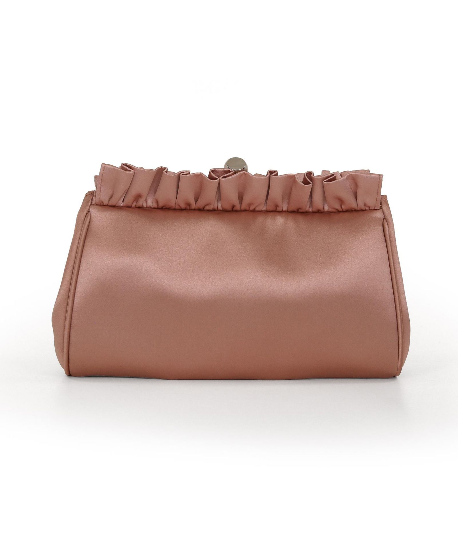 Jewel Badgley Mischka Woman's Olivia Satin Ruffle Top Pouch Clutch