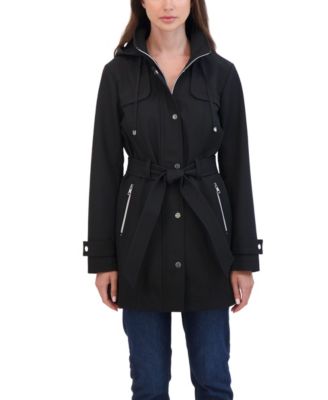 Тренч женский Sebby Collection Belted Zip Front Soft Shell с отстегивающимся капюшоном