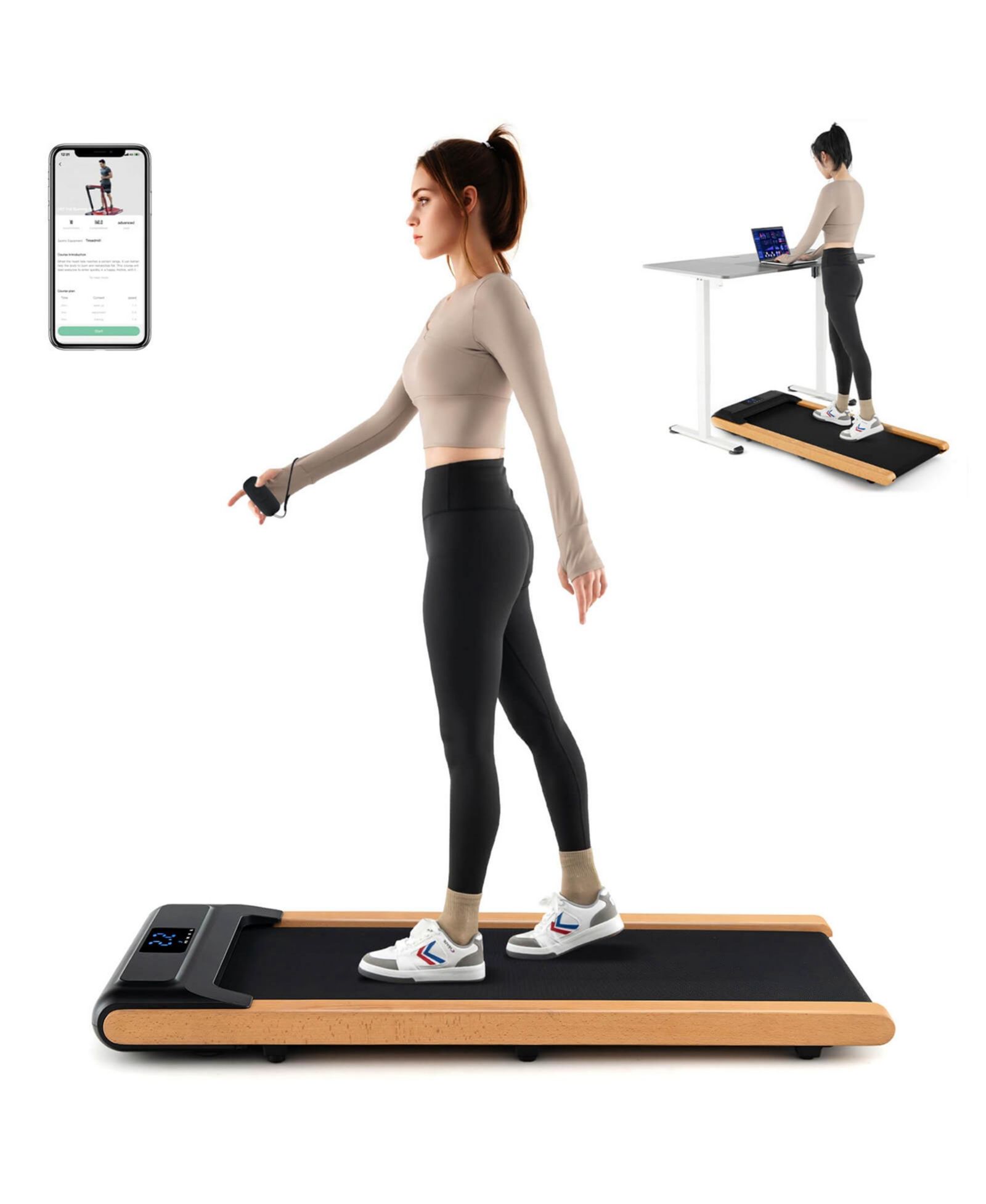 3-in-1 Walking Pad Under Desk Treadmill with Remote Smart APP Control