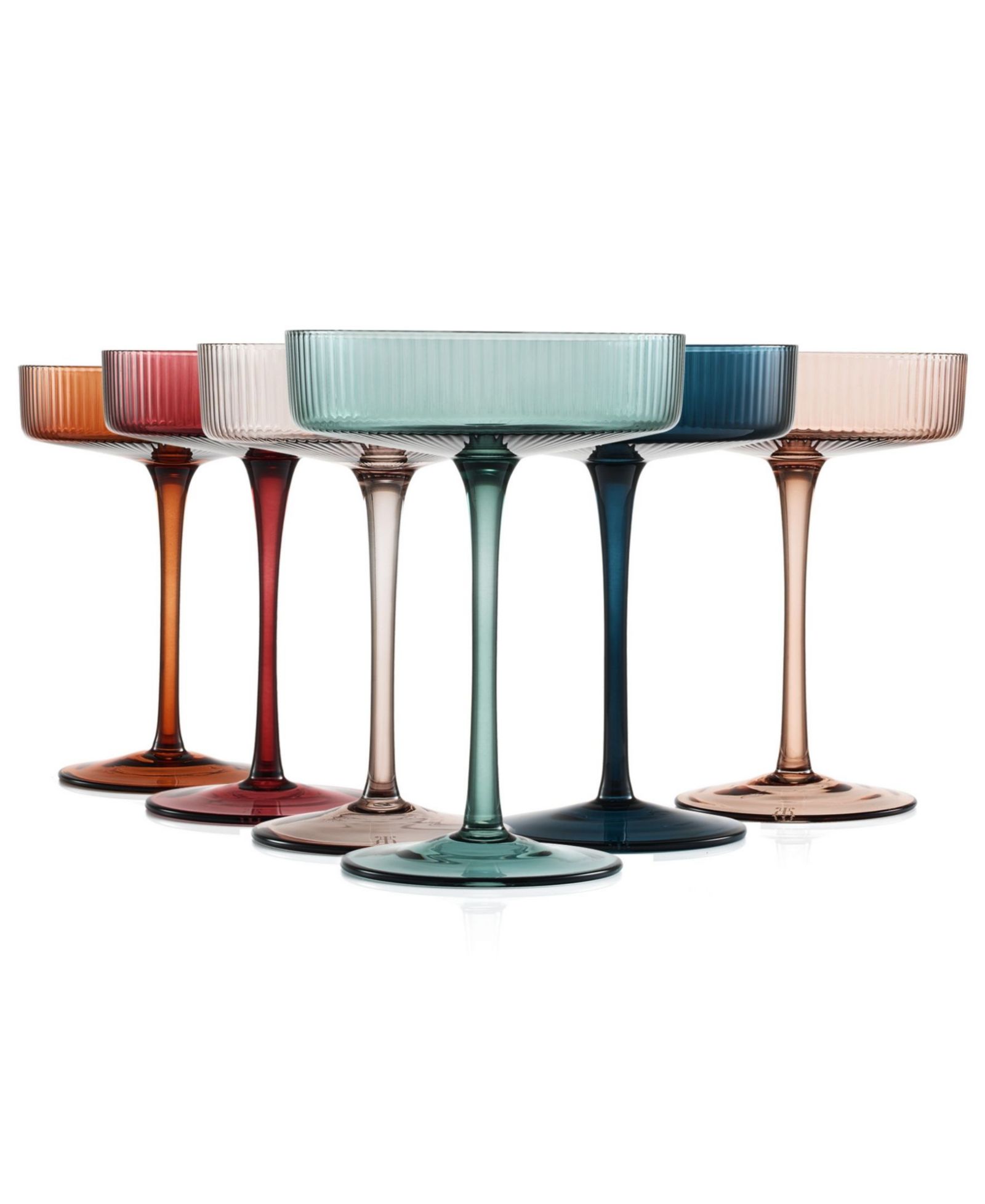 The Wine Savant Colored Classic Art Deco Coupe Glasses Set of 6
