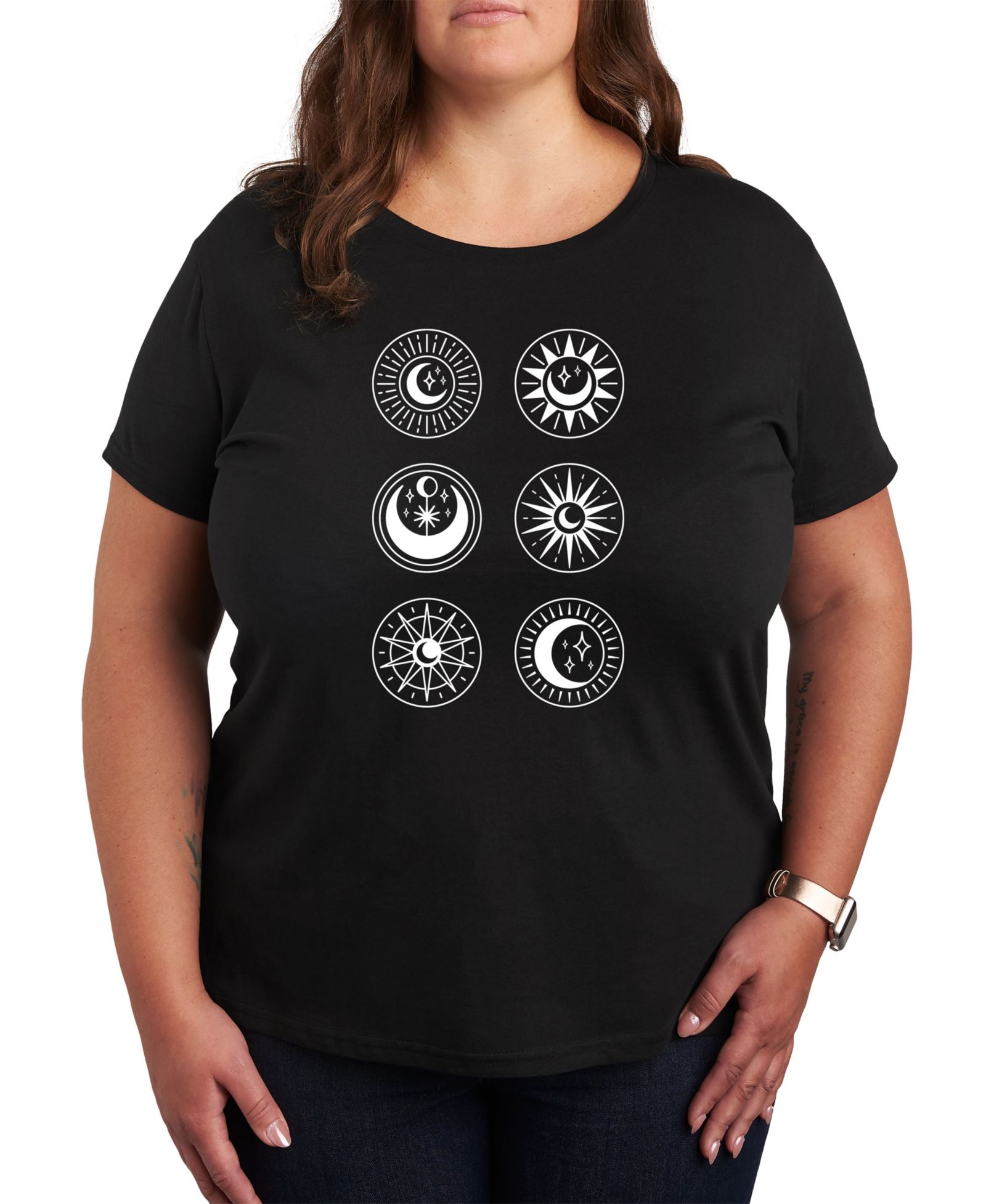 Hybrid Apparel Plus Size футболка с графическим принтом Sun Moon Grid