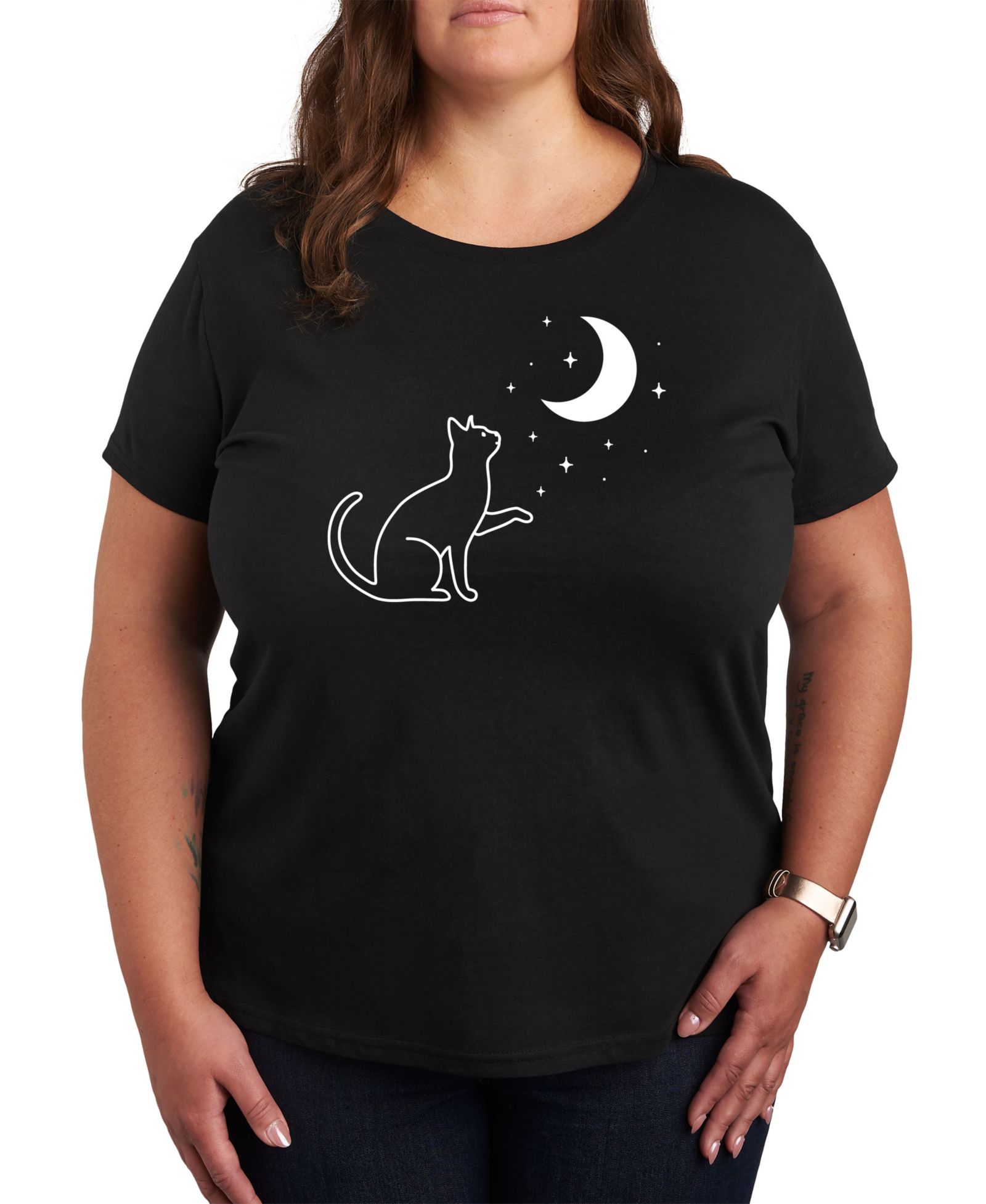 Hybrid Apparel женская футболка Cat Moon Plus Size