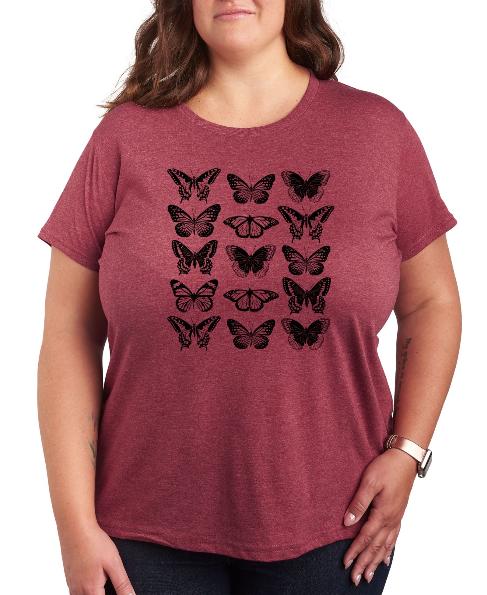 Hybrid Apparel Butterfly Grid Plus Size Graphic Tee