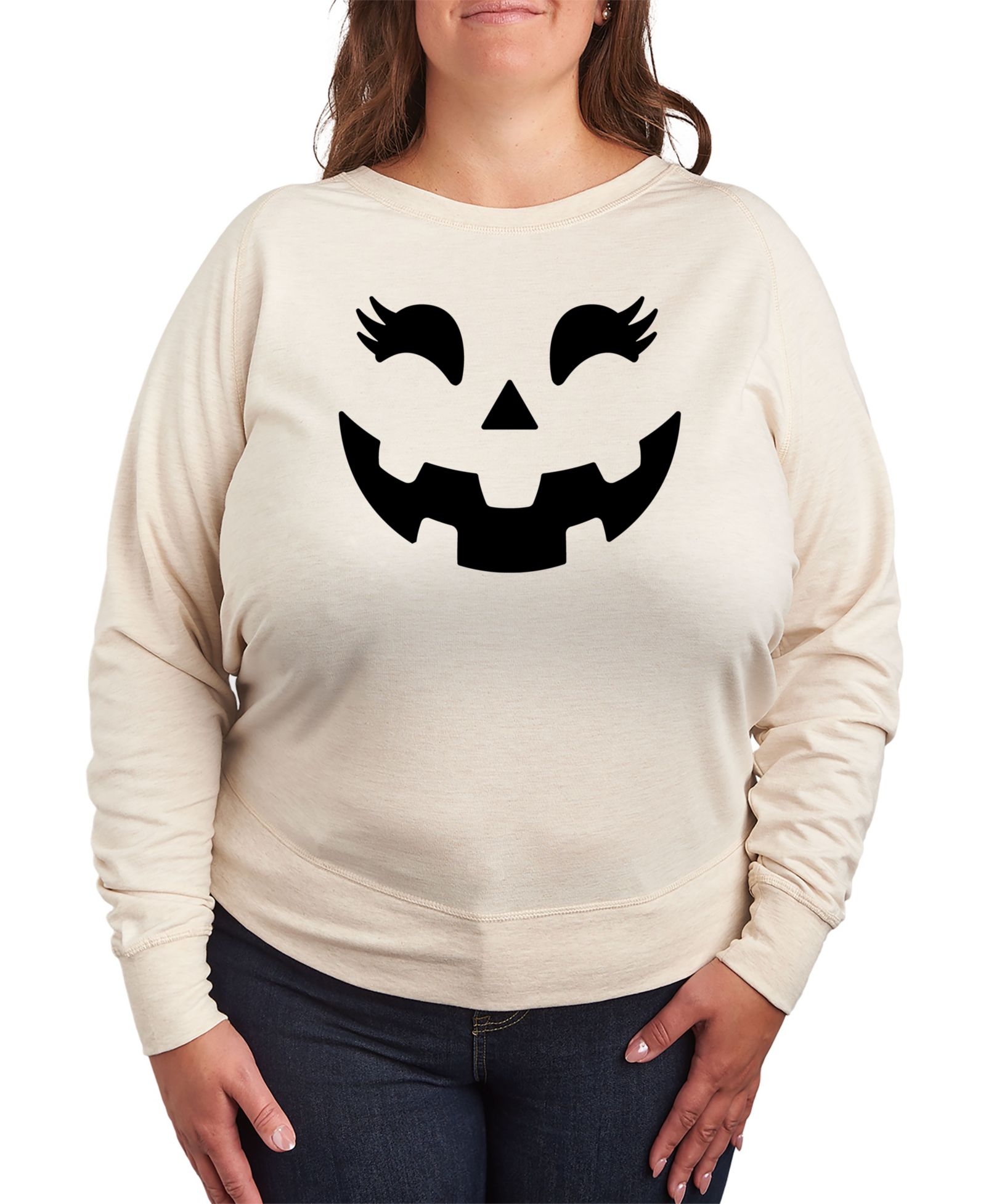 Hybrid Apparel Pumpkin Face Plus Size Graphic Pullover