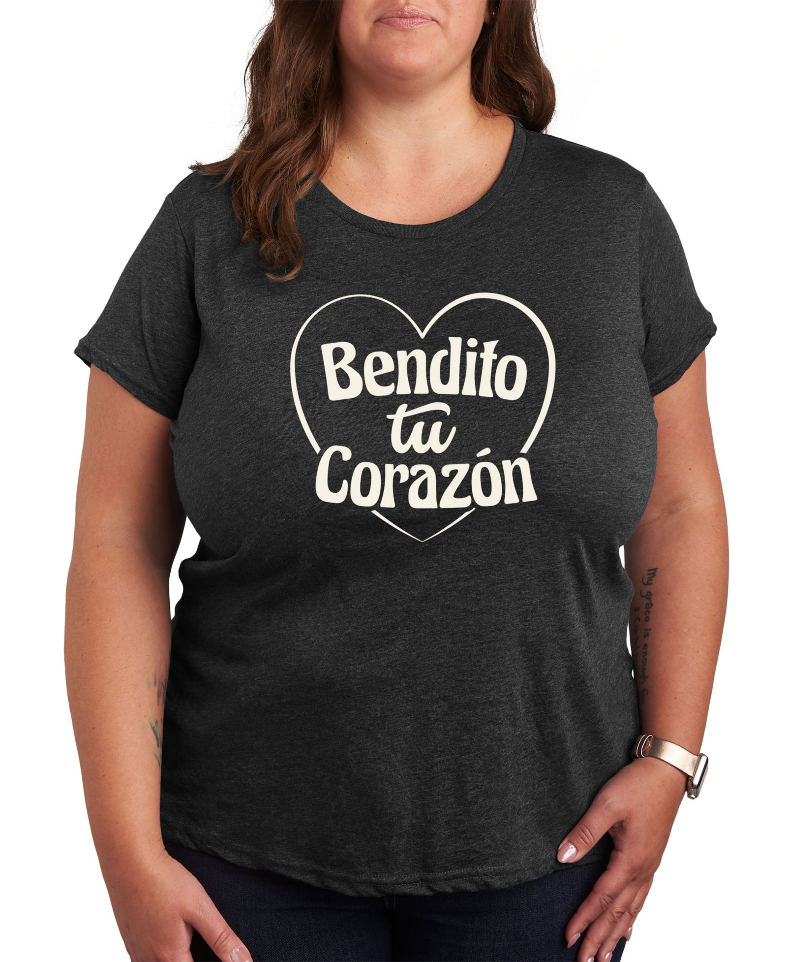 Hybrid Apparel Bendito Tu Corazon Plus Size Graphic Tee