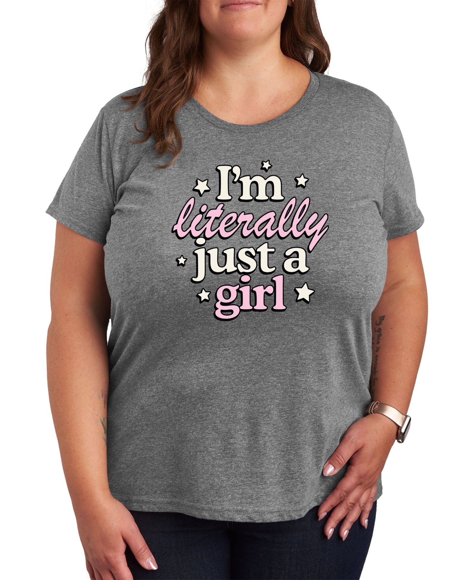 Hybrid Apparel Just a Girl Plus Size Graphic Tee