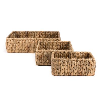 Tress Minimalist Hand-Woven Hyacinth Nesting Baskets, Natural (Set of 3)