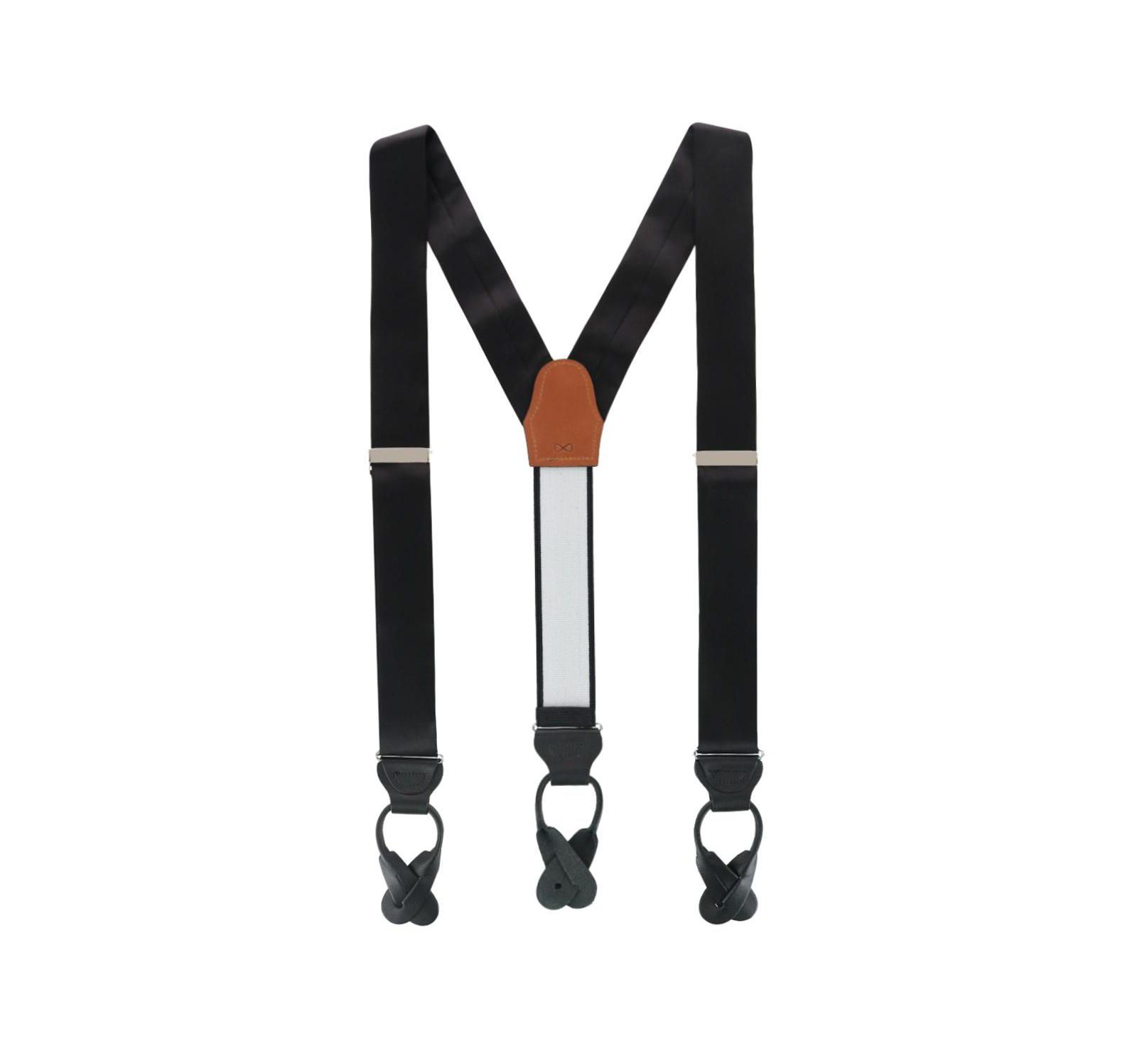 TRAFALGAR Men's Dutton Solid Color Silk Button End Suspenders