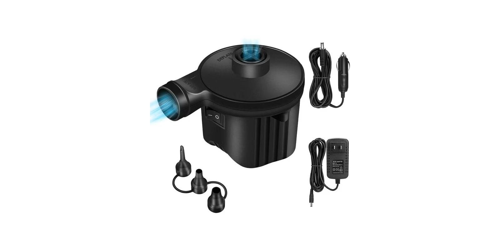 Cowin Electric Air Pump Portable Inflator Deflator with 3 Nozzles 110V AC /12V