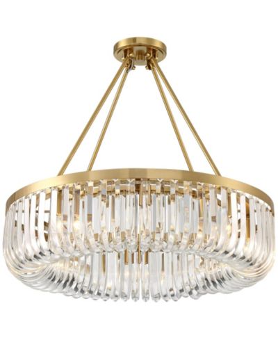 Possini Euro Design Jenna Modern Ceiling Light Semi Flush-Mount Fixture 28" Soft Gold 8-Light Clear Glass for Bedroom Kitchen