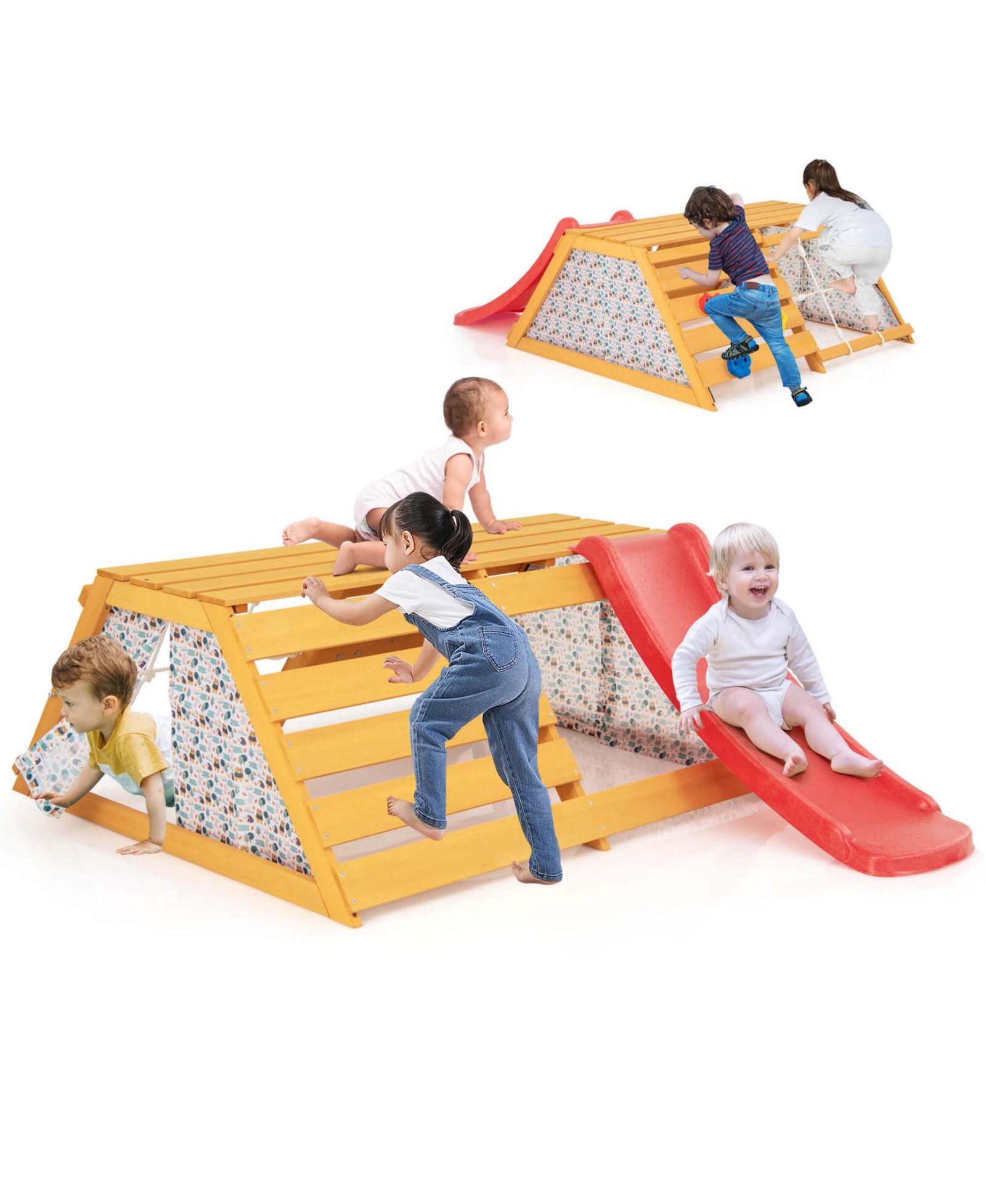 5-in-1 Indoor Jungle Gym Montessori Climbing Toys со слайдером