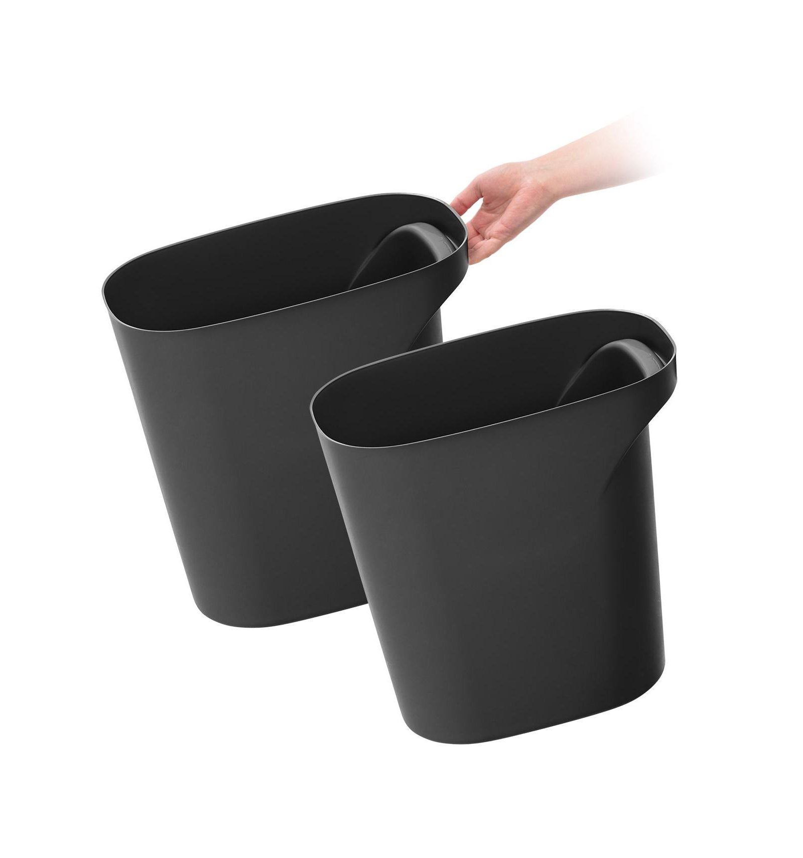IRIS USA 6 Gallon / 24 Quart Plastic Wastebasket Trash Cans for Home, Office, Bedroom, Bathroom, Made with Recycled Materials, Black, 2-Pack