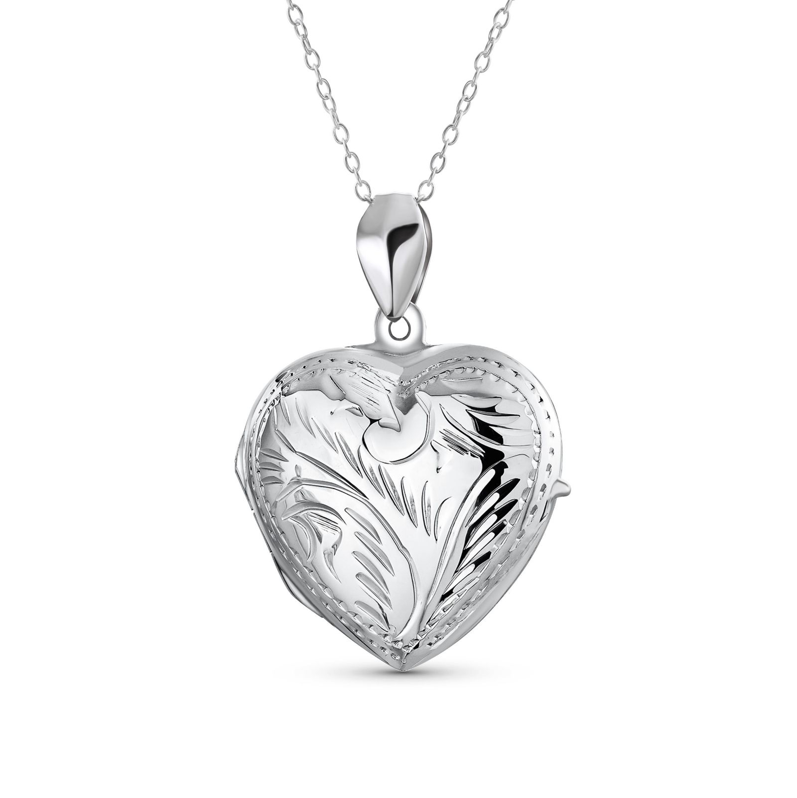 Подвеска-медальон Bling Jewelry с гравировкой листа в форме сердца из серебра