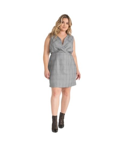 Платье-футляр Plus Size V-Neck Sleeveless Plaid