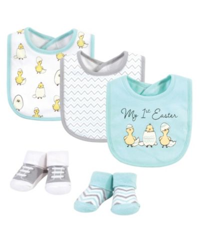 Hudson Baby Baby Girls Hudson 5Pk Bibs and Socks Set