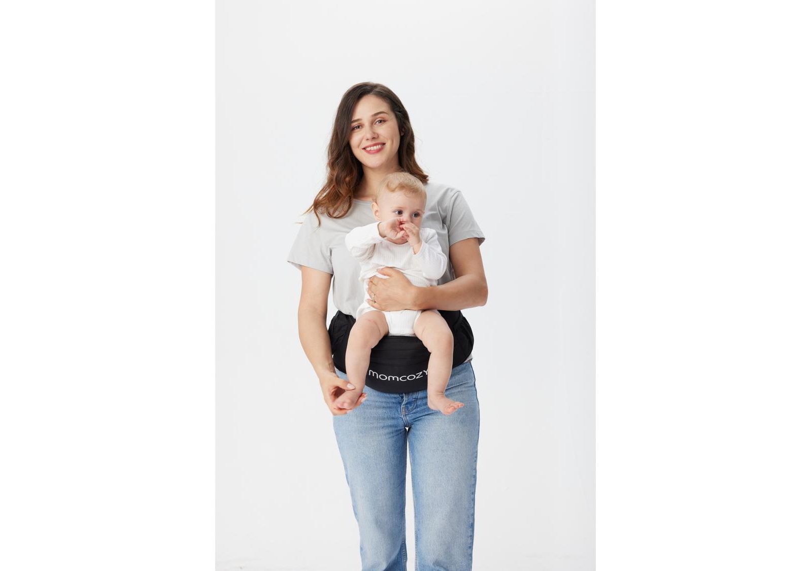 Momcozy Hip Seat Baby Carrier with Storage Pockets, Ergonomic Waist Support, Newborn to Toddler, Black