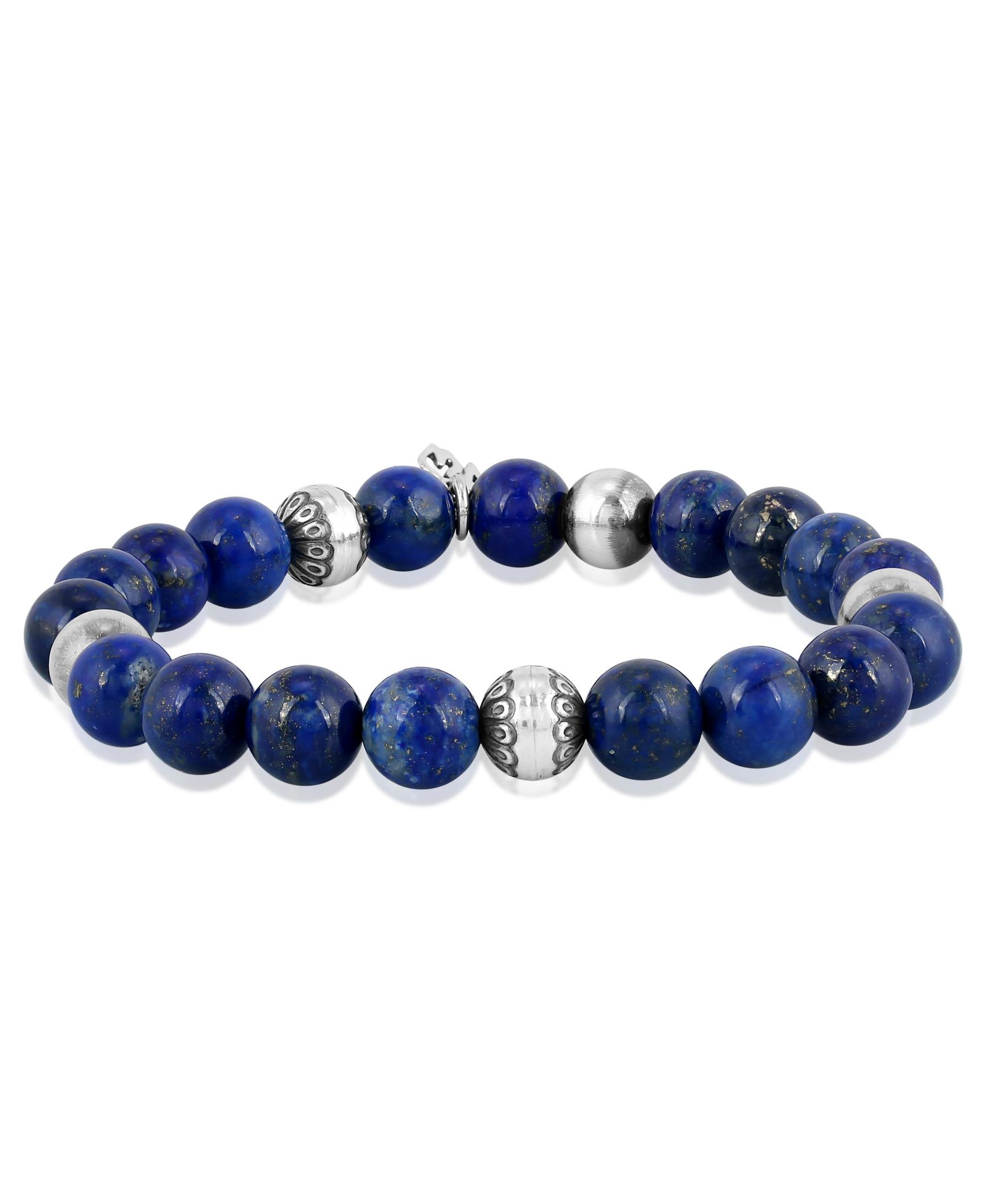 American West Jewelry Sterling Silver Lapis Lazuli Gemstone Stretch Bracelet, Size Small - Medium