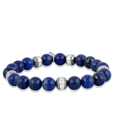 American West Jewelry Sterling Silver Lapis Lazuli Gemstone Stretch Bracelet, Size Small - Medium