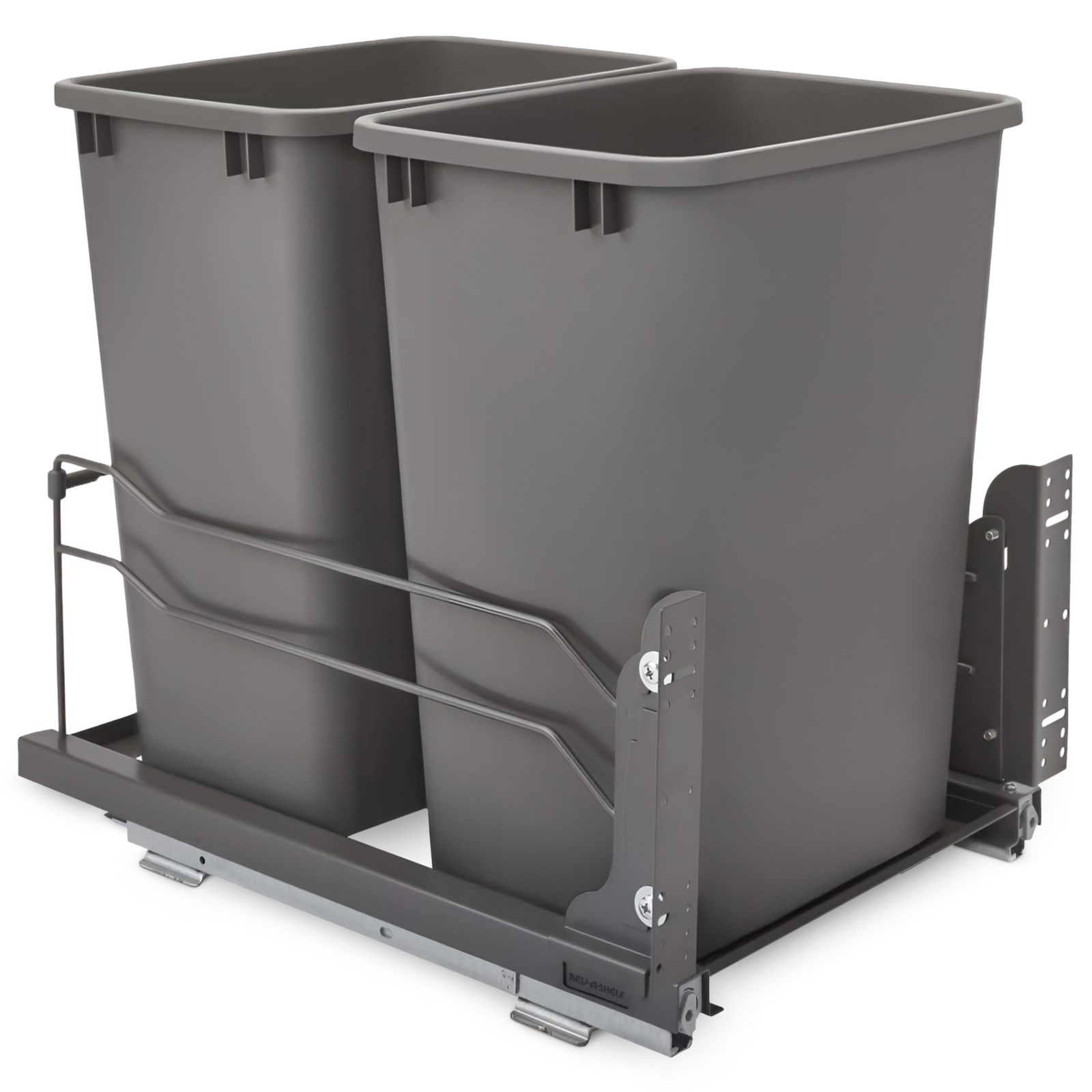 Rev-A-Shelf Double Pull Out Trash Can 35 Qt with Soft-Close, 53WC-1835SCDM-213