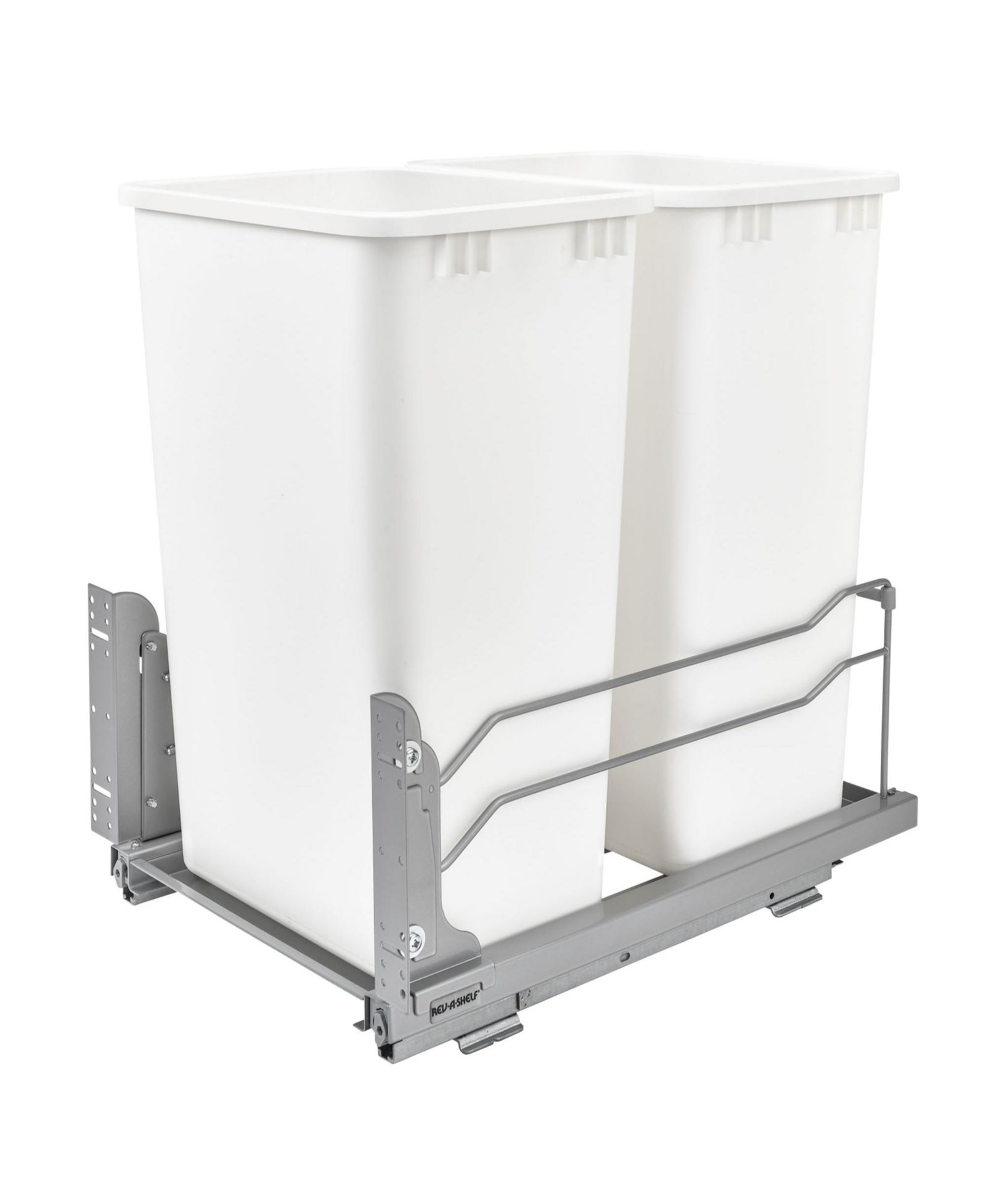 Rev-A-Shelf Double Pull Out Trash Can 50 Qt with Soft-Close, 53WC-2150SCDM-211