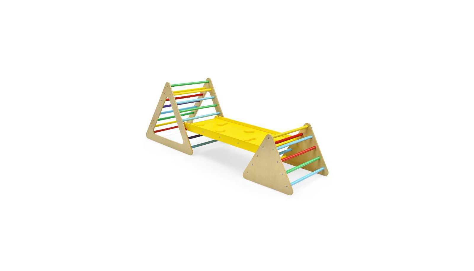 Slickblue 3-in-1 Wooden Triangle Ladder and Reversible Ramp, 3-Piece Set