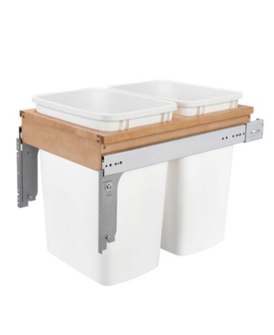 Мусорное ведро Rev-A-Shelf Double Pull Out Top Mount, 35 Quart, White, 4WCTM-18DM2