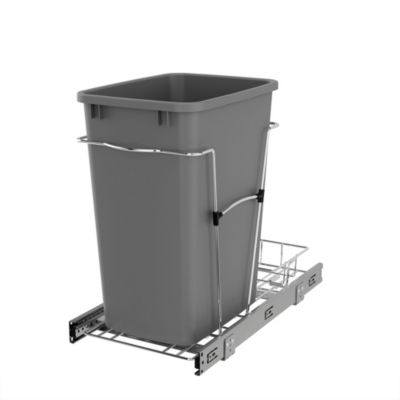 Rev-A-Shelf Pull Out Trash Can 35 Qt для кухонных шкафов, Silver, RV-12KD-17C S