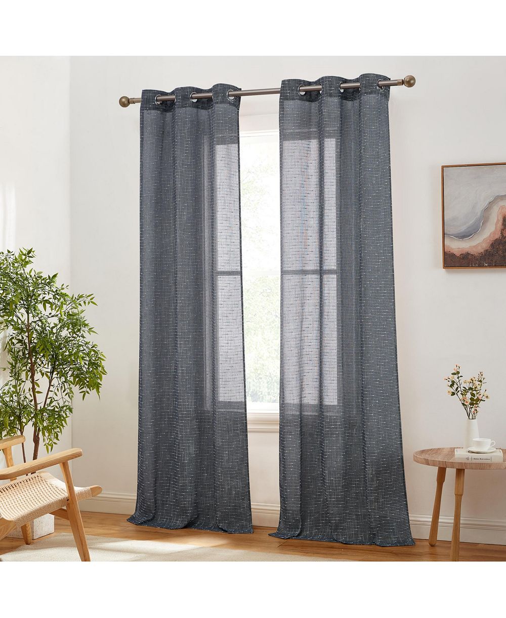 Легкие шторы HLC.me Emily Faux Linen, полупрозрачные, 2 панели