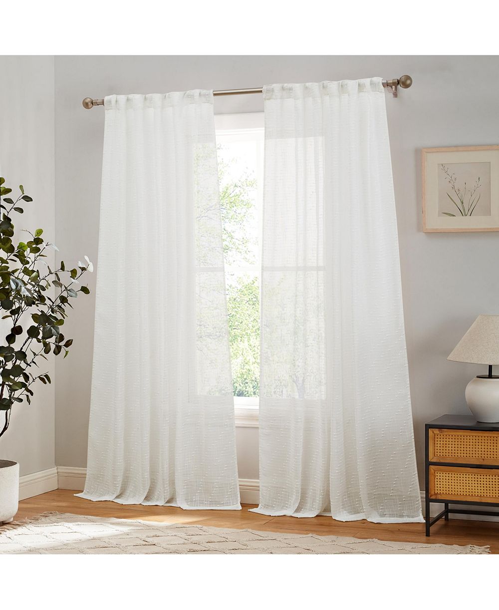 Шторы для окон HLC.me Emily Faux Linen Semi Sheer Lightweight Wide Panels, пара
