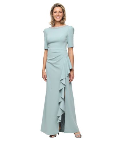 Alex Evenings Petite Embellished-Neck Ruffle Gown