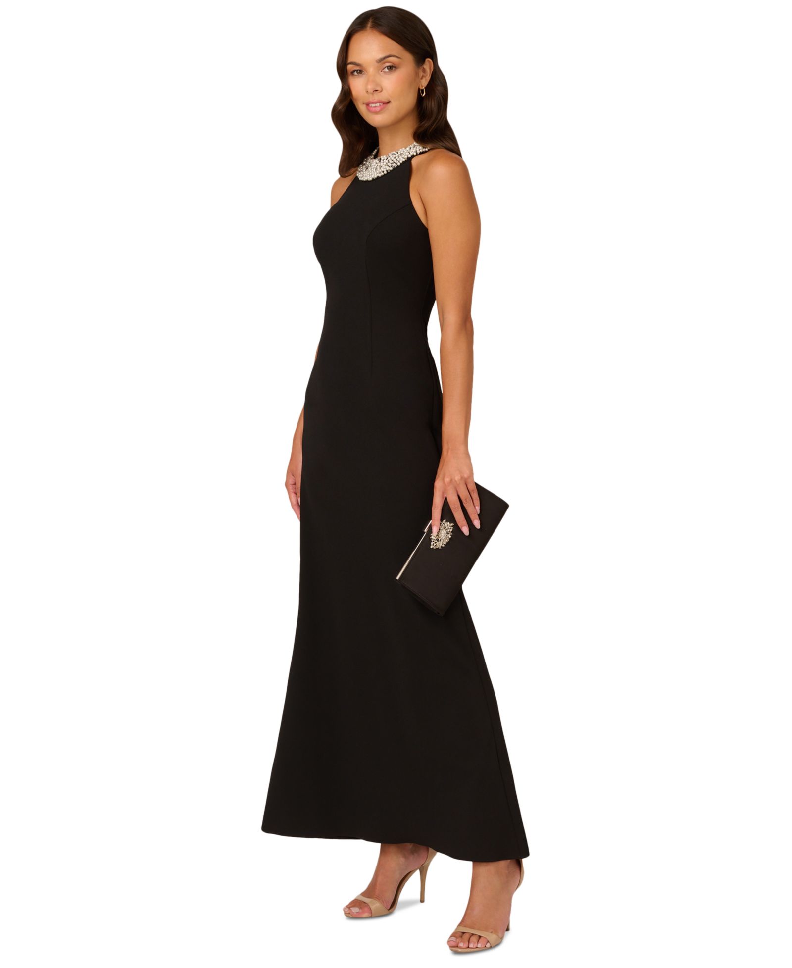 Вечернее платье Adrianna Papell Women's Embellished Halter-Neck Gown