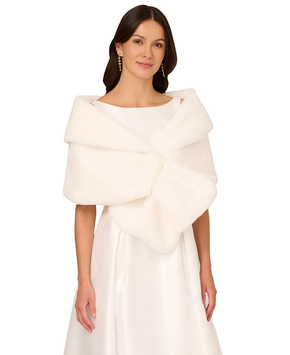 Adrianna Papell Women's Embellished Faux Fur Wrap