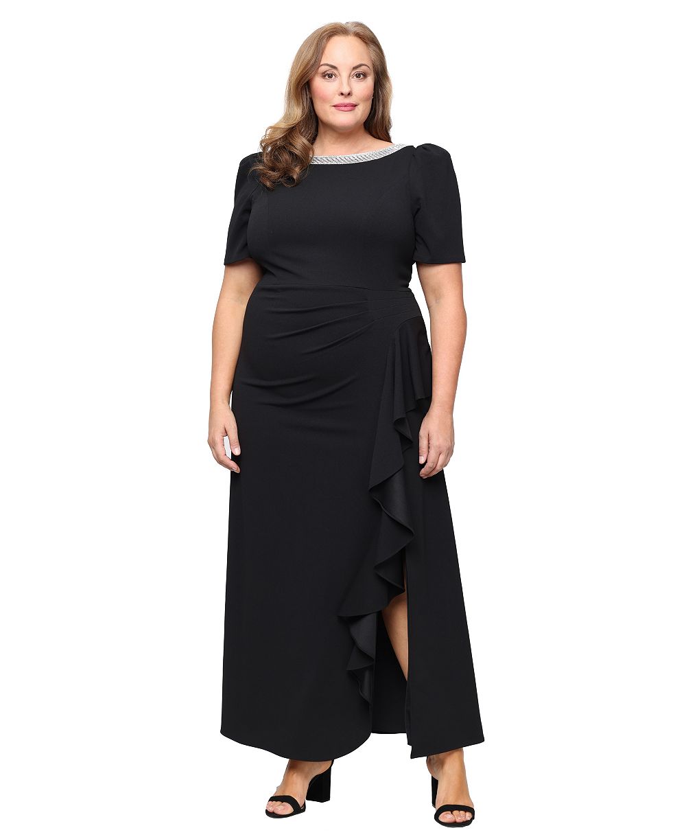 Alex Evenings Женское вечернее платье Plus Size с декором и рюшами на воротнике