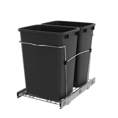Rev-A-Shelf, двойной выдвижной мусорный контейнер для кухни, черный, RV-18KD-18C S