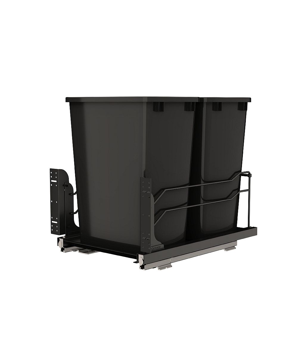 Rev-A-Shelf Double Pull Out Trash Can 35 Qt with Soft-Close, 53WC-1835SCDM-217