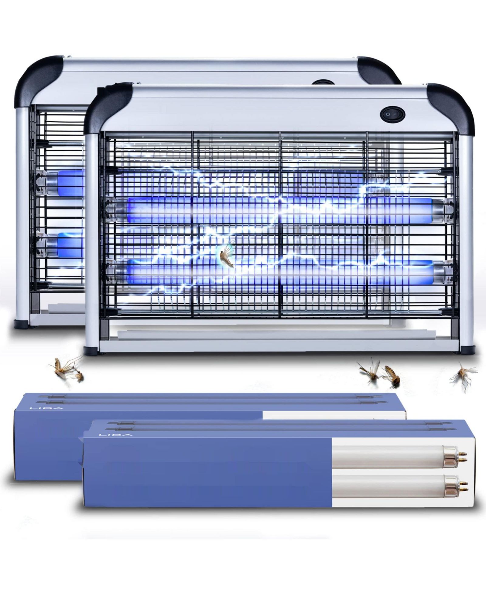 LiBa Electric Bug Zapper 2-Pack Indoor Insect Killer with Extra Bulbs Fly and Mosquito Repellent