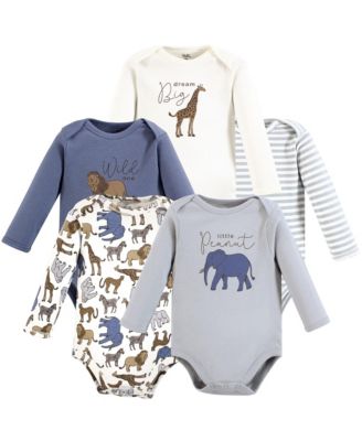 Touched by Nature Baby Boys 5Pk Long Sleeve Natural Bodysuits