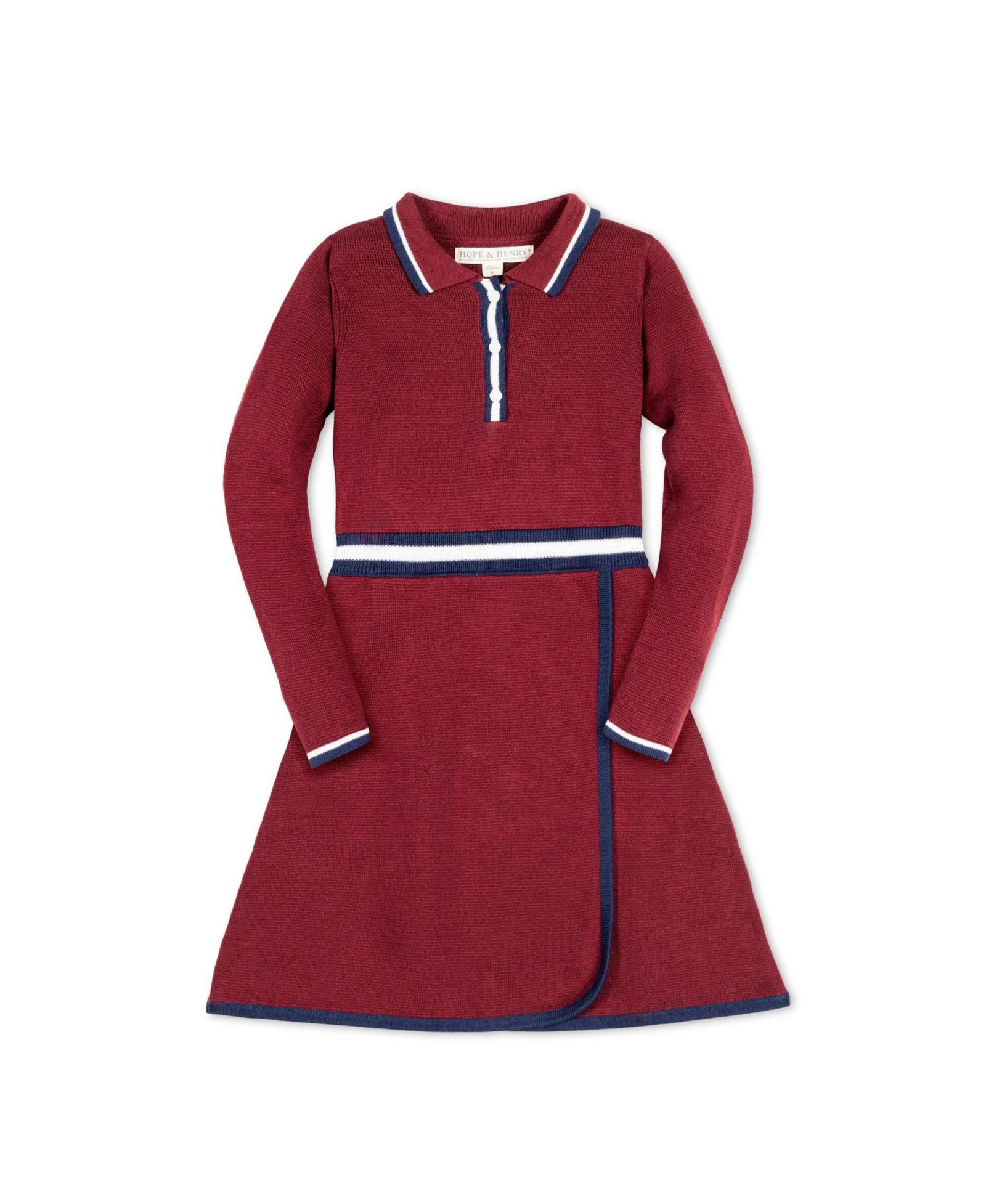 Детское платье Hope & Henry с длинным рукавом и воротником, цвет Henley
