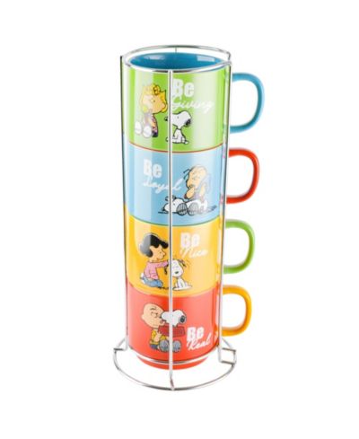 Набор из 4 кружек Peanuts 15 OZ со стойкой