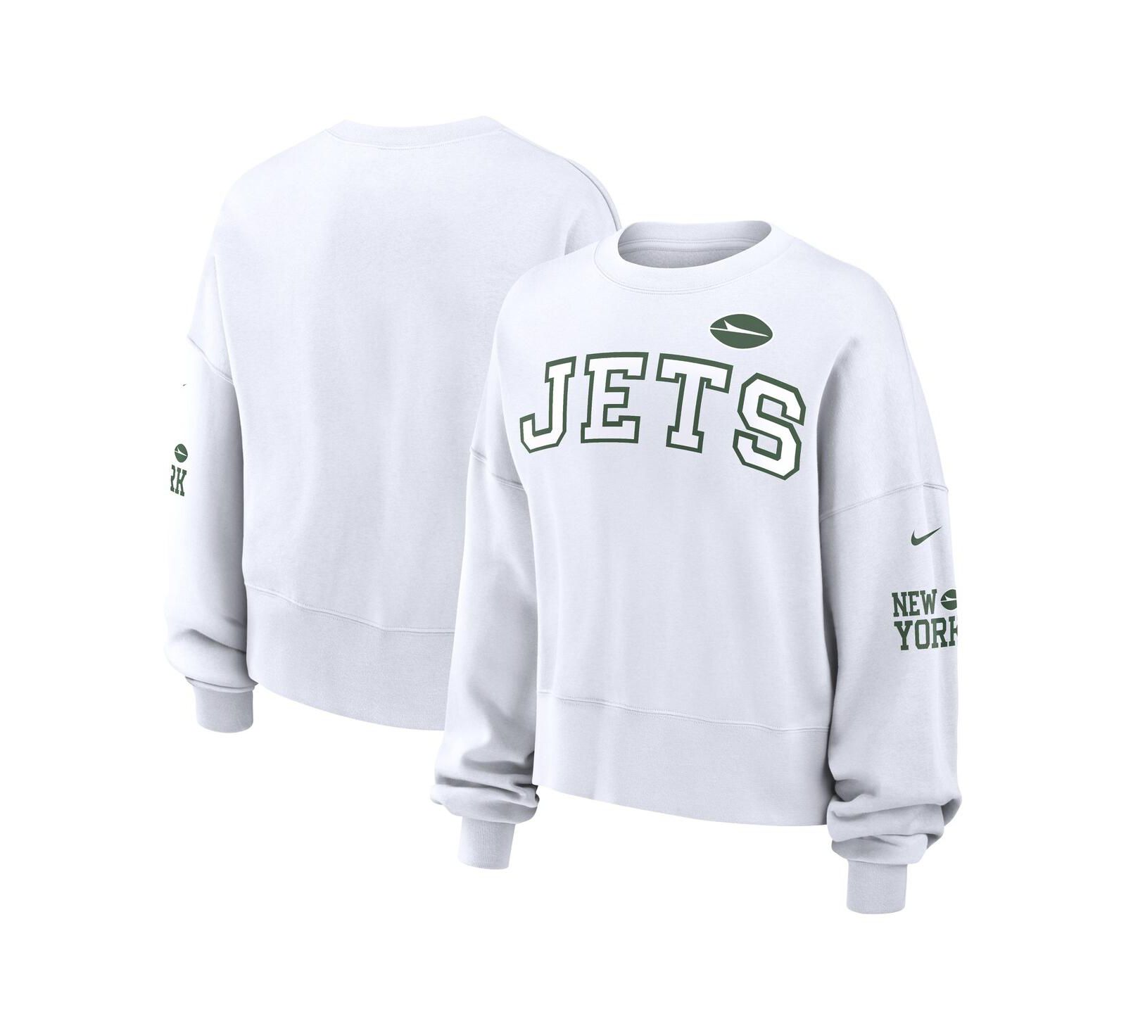 Женский укороченный свитшот с длинным рукавом Nike White New York Jets Oversized