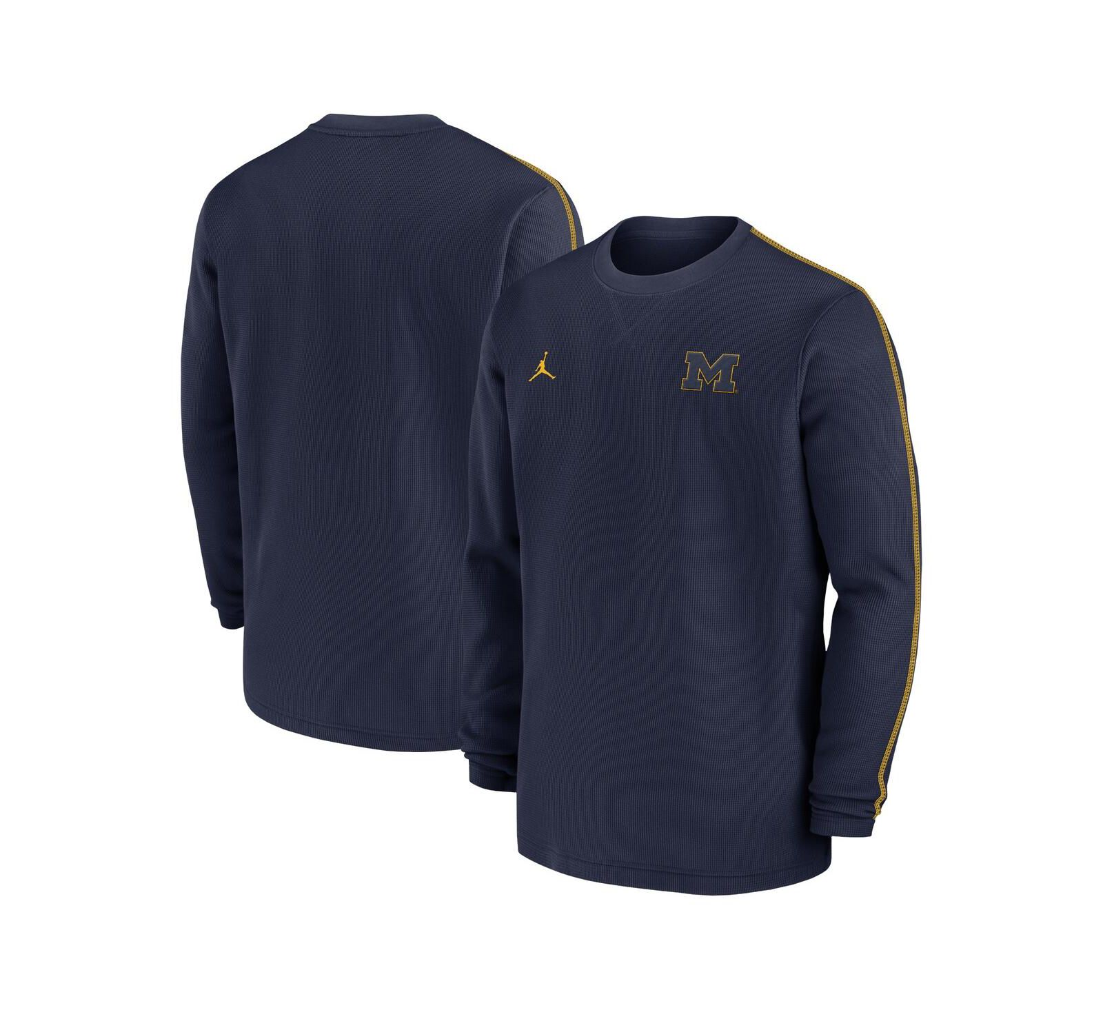 Мужской лонгслив Jordan Michigan Wolverines 2024 Sideline Coaches Navy