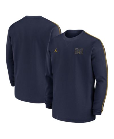 Мужской лонгслив Jordan Michigan Wolverines 2024 Sideline Coaches Navy