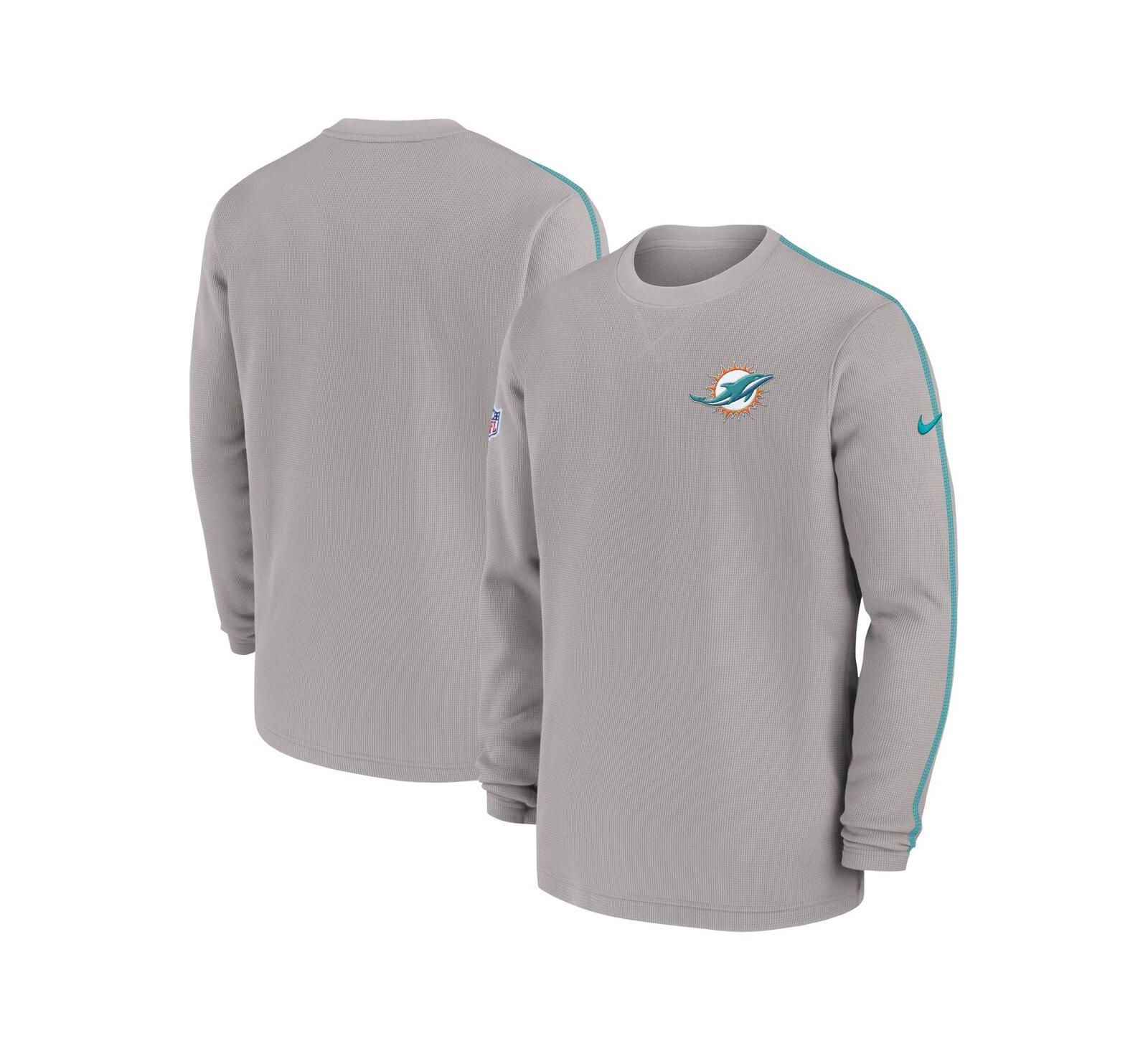 Мужской лонгслив Nike Miami Dolphins 2024 Sideline Coaches серого цвета