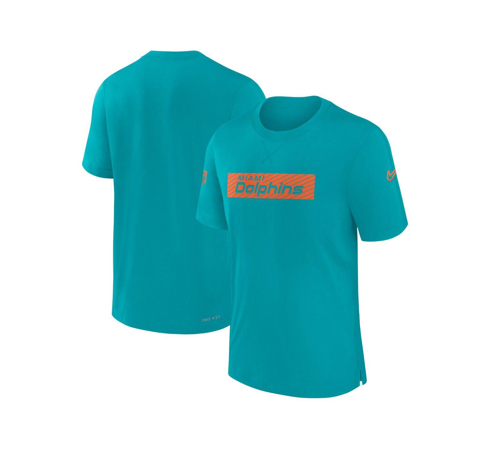 Nike Men's Aqua Miami Dolphins Sideline Player Performance T-Shirt