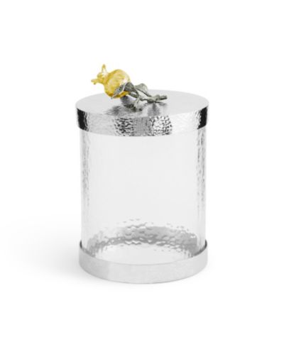 Michael Aram Pomegranate Silver and Gold Small Canister, 5.31" x 5.31"