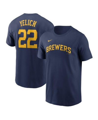 Nike Men's Christian Yelich Navy Milwaukee Brewers Fuse Name & Number T-Shirt