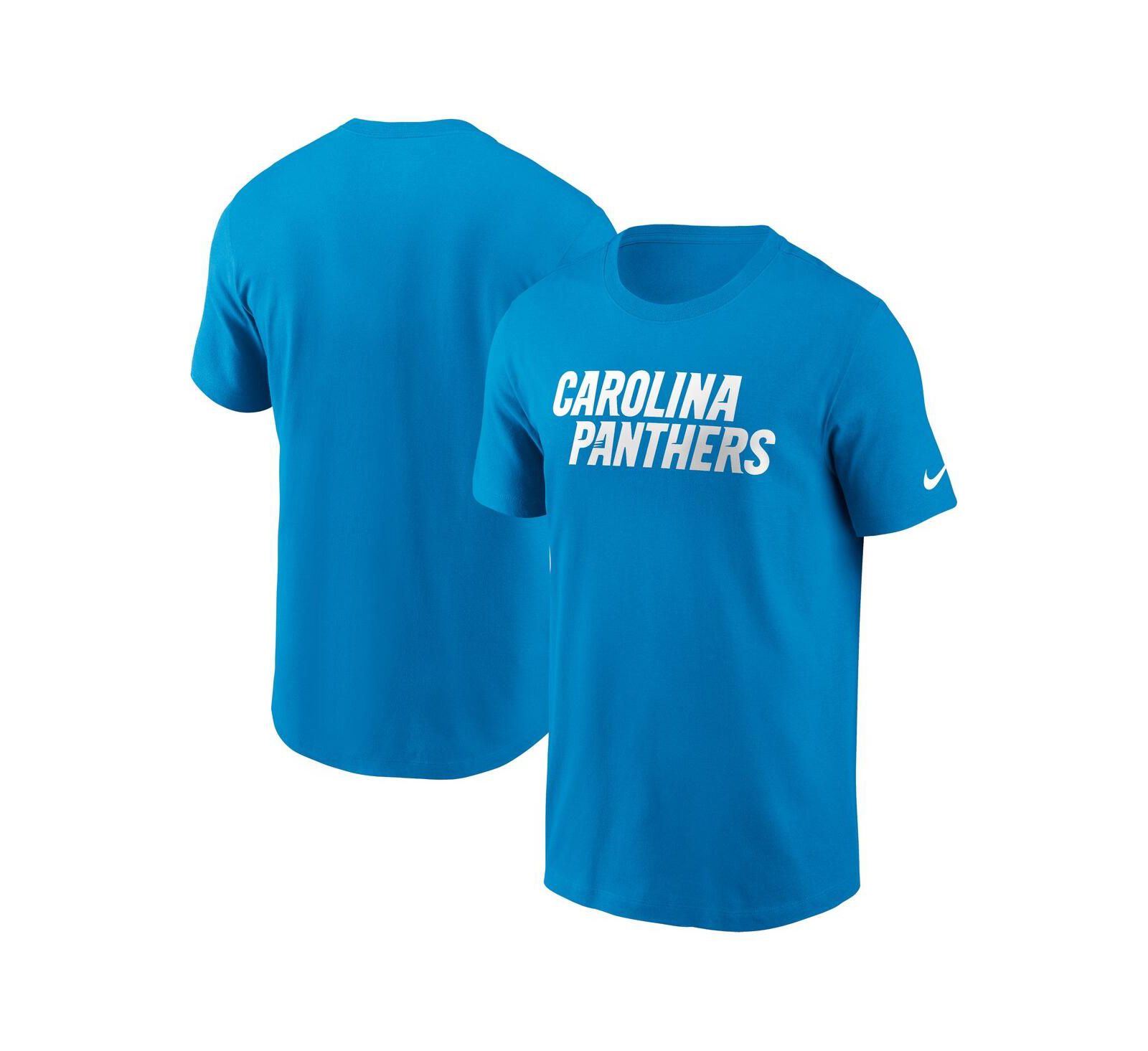 Nike Men's Blue Carolina Panthers Primetime Wordmark Essential T-Shirt