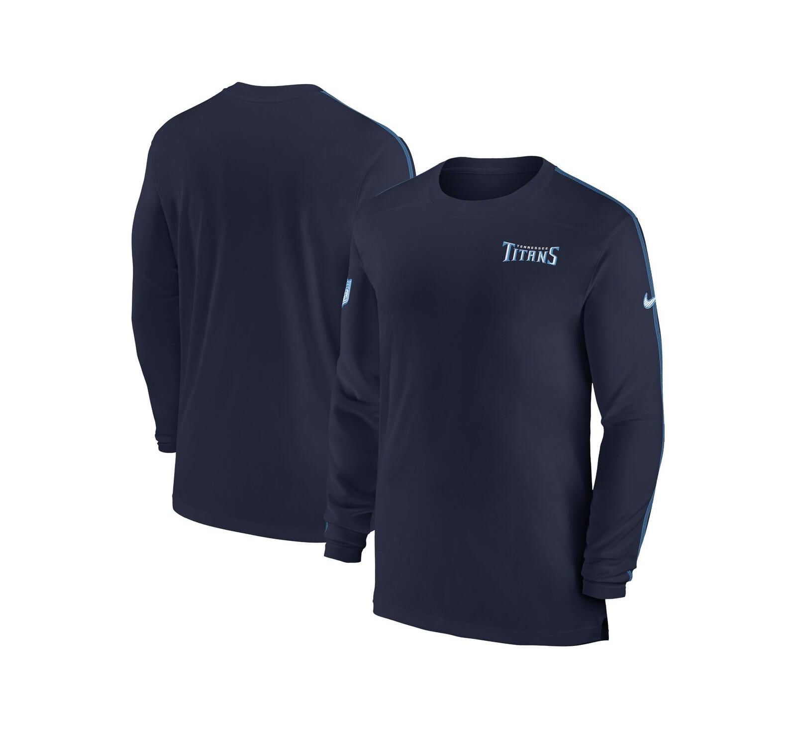 Мужская футболка Nike Tennessee Titans Sideline Coach с длинным рукавом, темно-синяя
