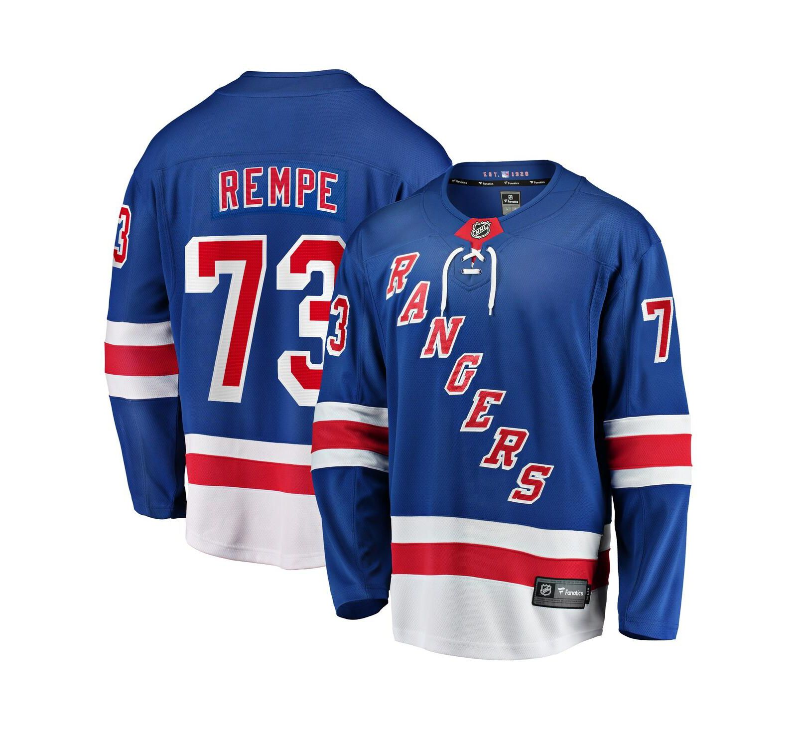 Мужская джерси Fanatics Matt Rempe Blue New York Rangers Home Breakaway